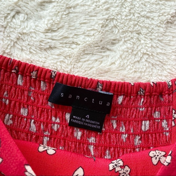 Bridgerton Sanctuary Cilia red floral square neckline smocked puff sleeves - Picture 9 of 13